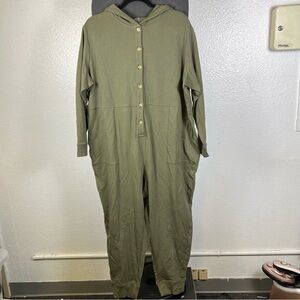 Encore Women’s Olive Green Hooded Jumpsuit Plus Size 2XP